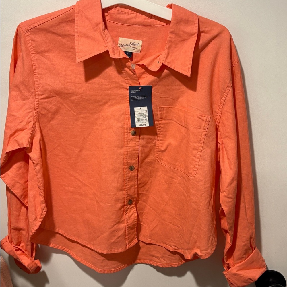 Abrand Vibrant Orange Button Down Shirt